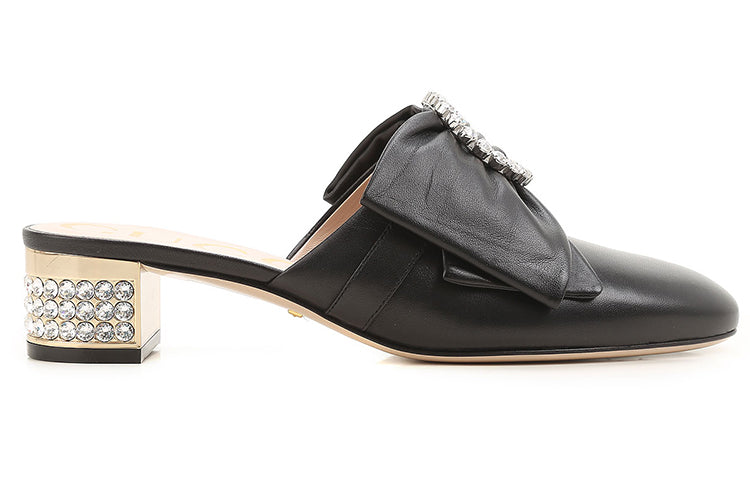 Кроссовки (WMNS) Gucci Crystal Buckle Low Heels Breathable Heighten Fashion High Heels Shoes Black — фото 2