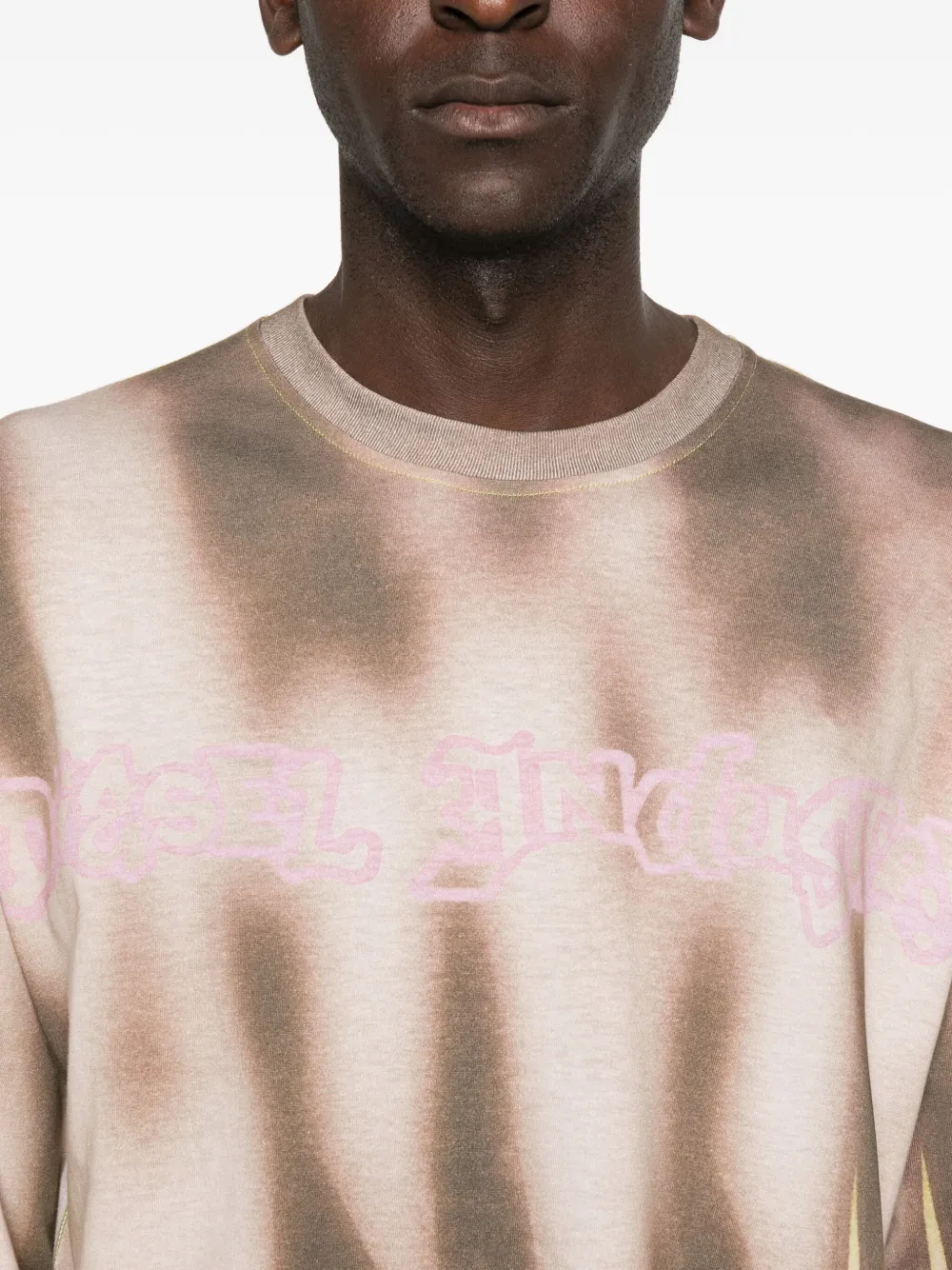 Футболка с длинным рукавом и абстрактным принтом DIESEL, нейтральный — фото 4