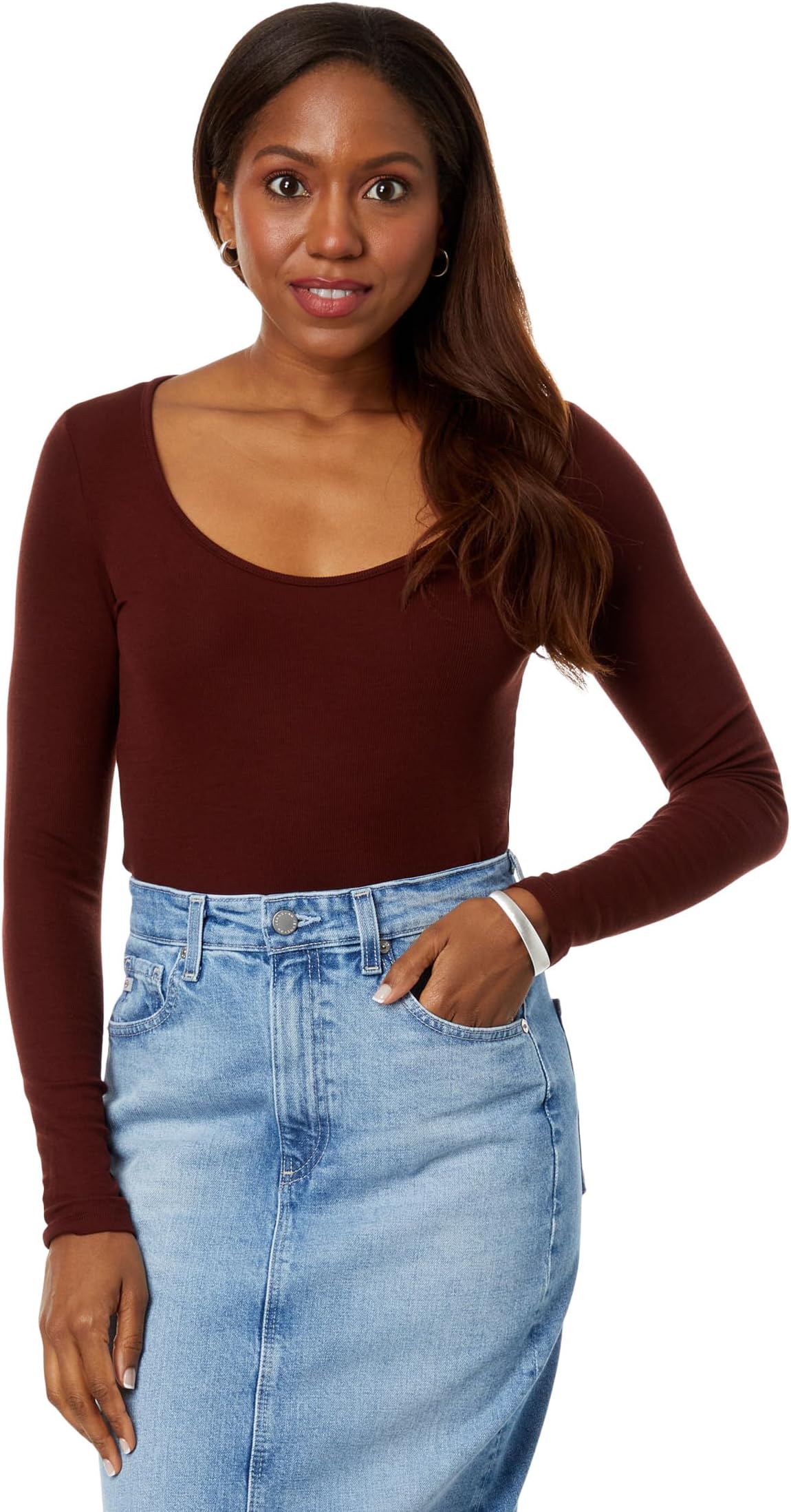 

Лонгслив AG Jeans Jaxon Long Sleeve Scoop, цвет Dark Plum