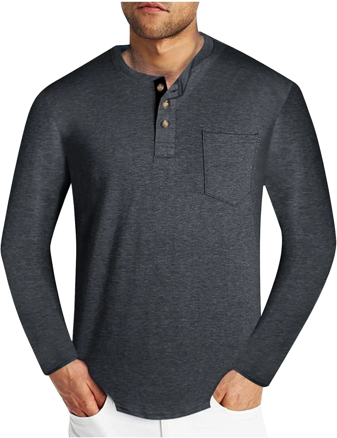 

Мужская футболка Henley с длинным рукавом Slim Fit, M-2XL RTRDE