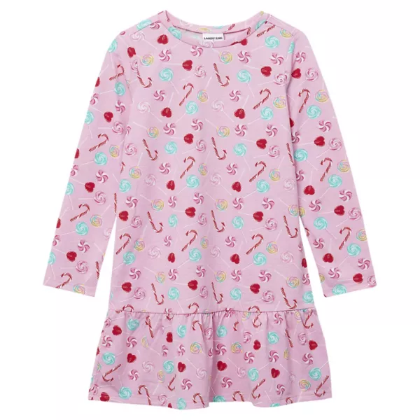 

Ночная рубашка из джерси с длинными рукавами для девочек 2–16 лет Lands' End, цвет guava pink lollipop