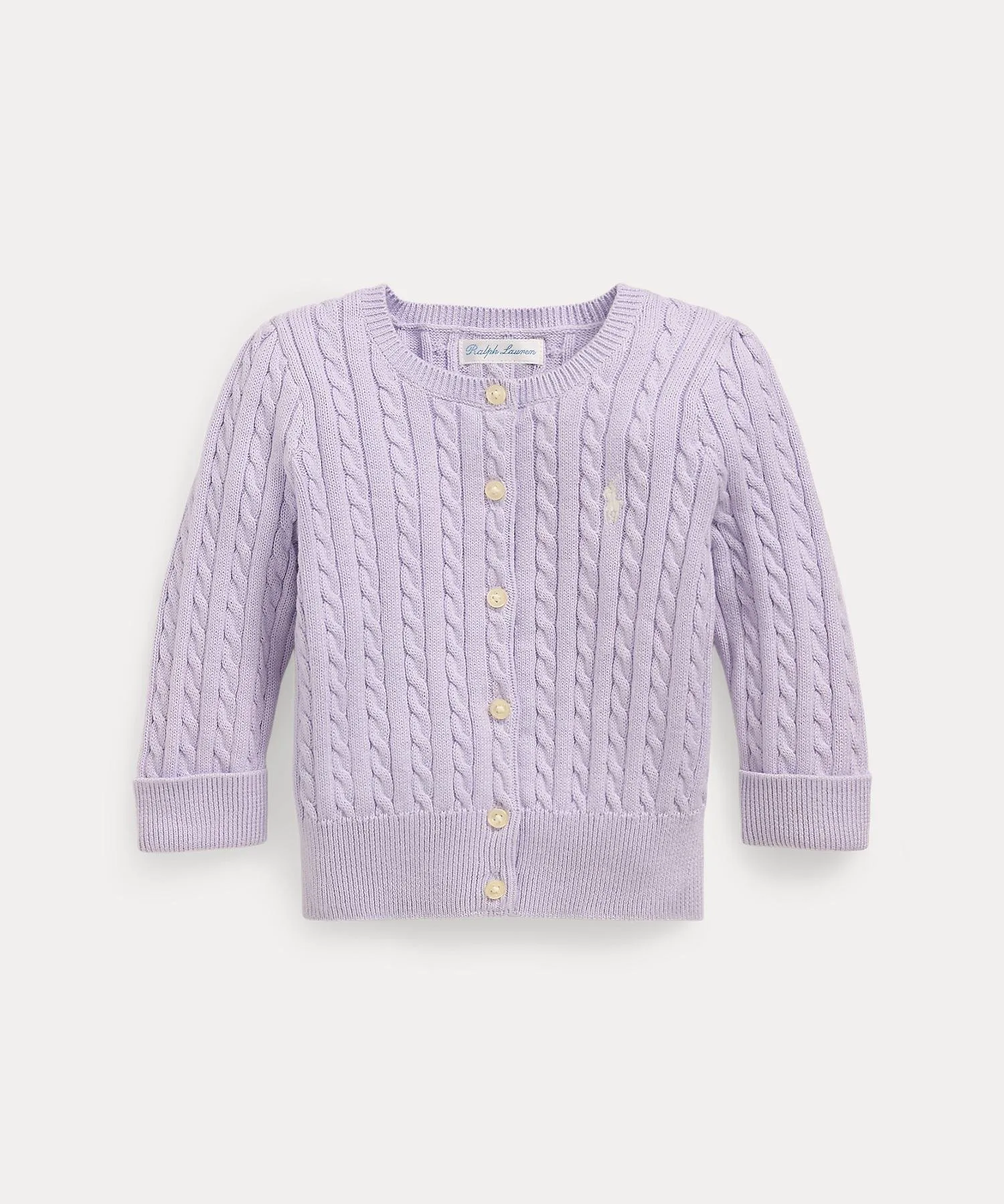 (Детский) Мини-кардиган из хлопка с косами Polo Ralph Lauren, цвет 500 Purple