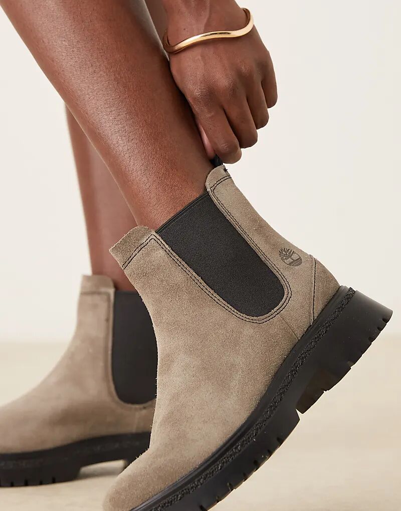 Ботинки челси Timberland Cambria Valley на массивной подошве из серой замши — фото 2
