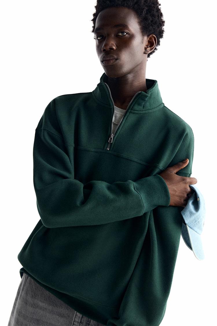 

Толстовка с воротником на молнии Pull And Bear, зеленый