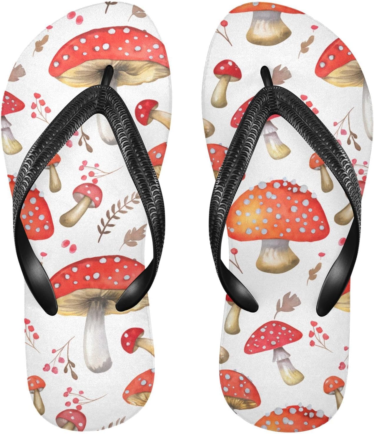 

Шлепанцы для пляжа и душа, белые, с рисунком грибов и ягод, резинескользящие летние тапочки для ходьбы, обувь для мужчин и женщин Sinestour
