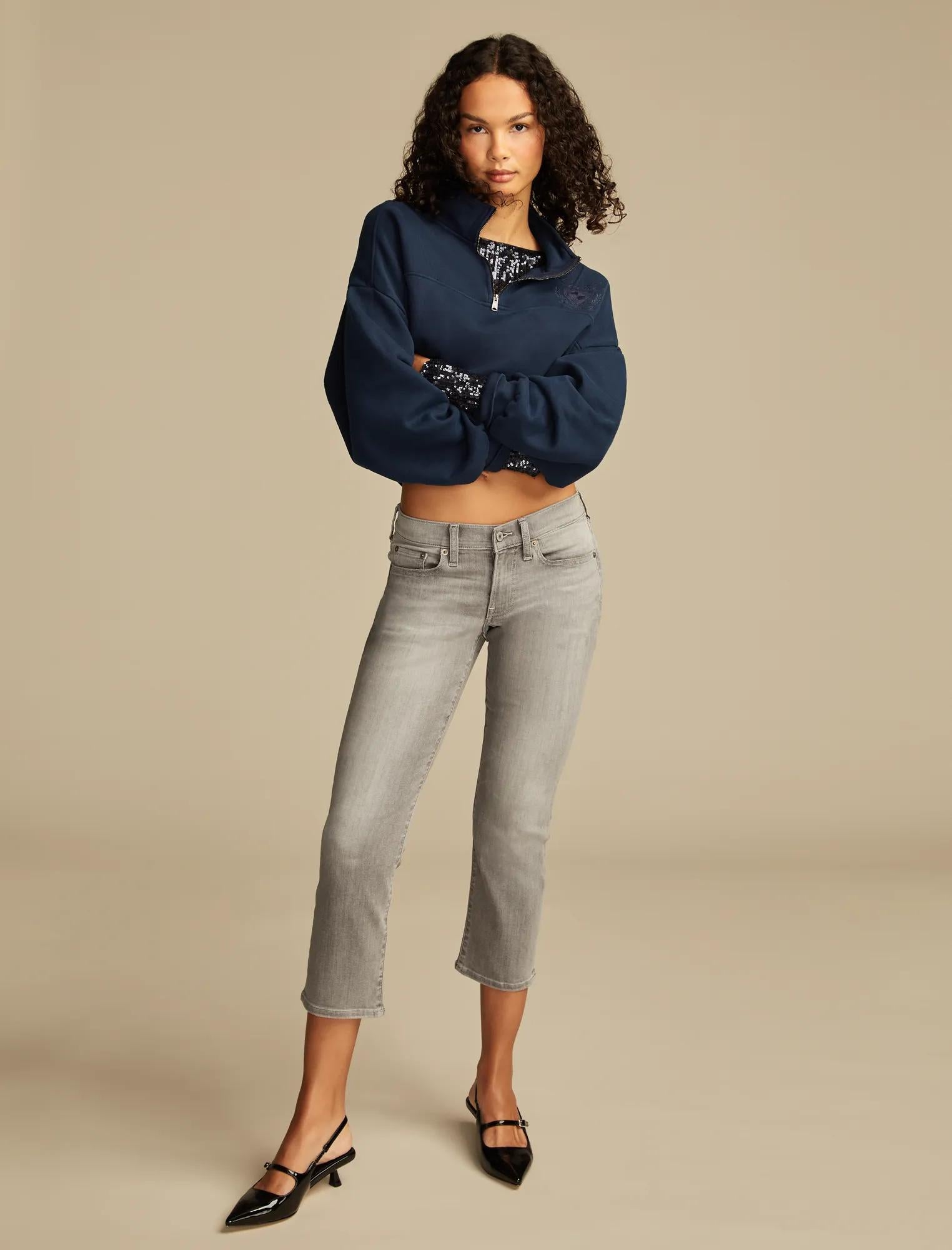 

Женские укороченные джинсы Lucky Brand со средней посадкой, светло-серый