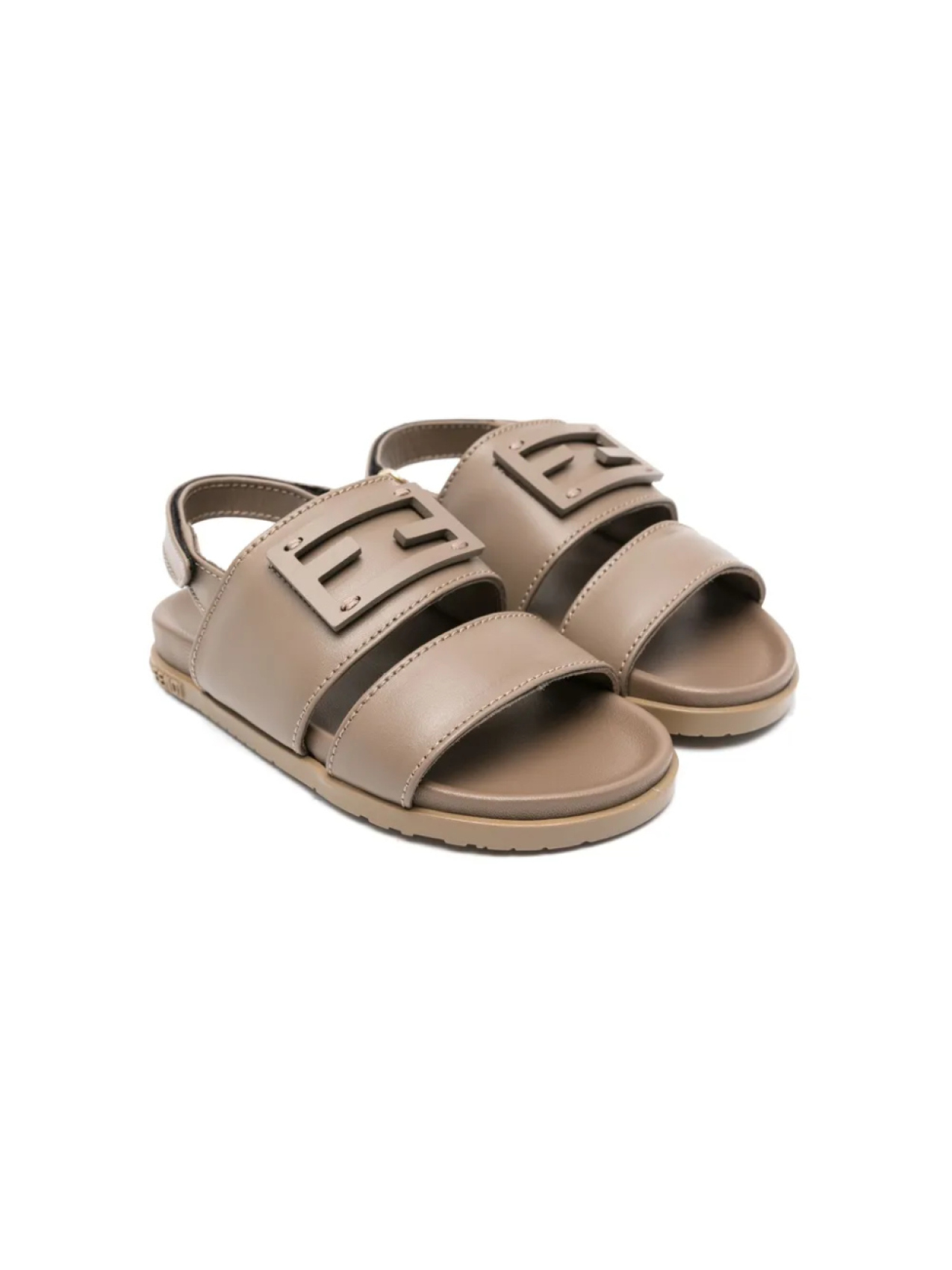 

Сандалии на липучках с логотипом Fendi Kids, коричневый