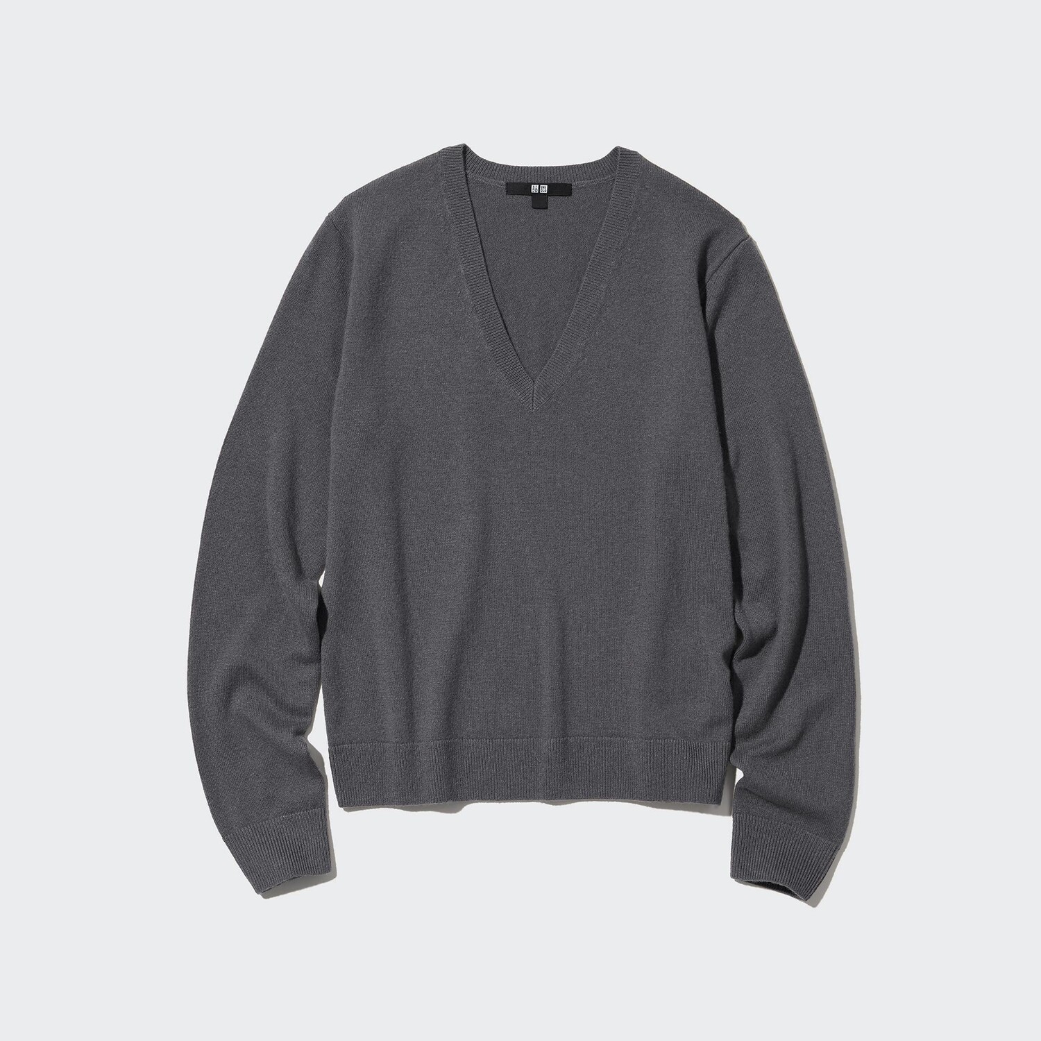 Джемпер Uniqlo женский из кашемира с v-образным вырезом, темно-синий — фото 4