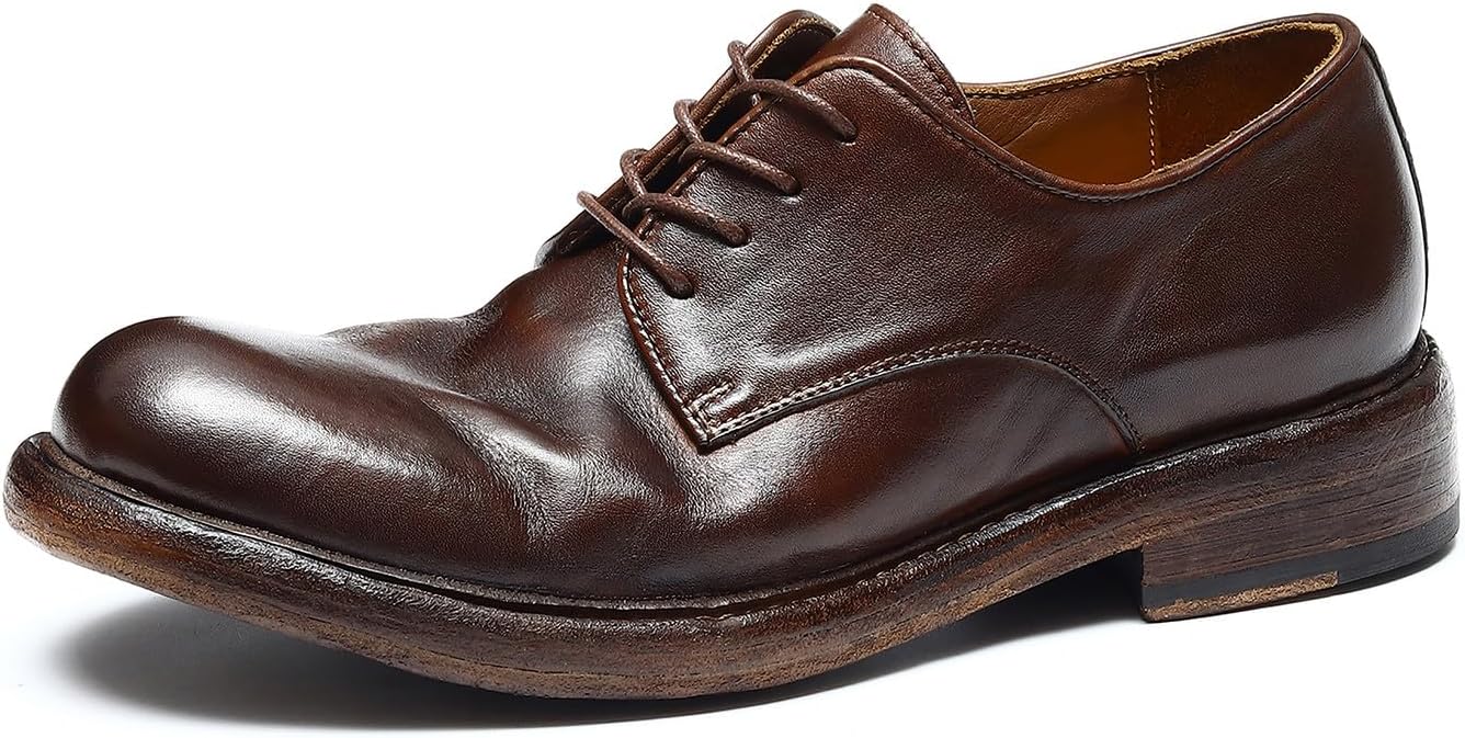 

Мужские оксфорды Santimon, формальная обувь из натуральной кожи, дерби ручной работы с прошивкой Goodyear, модные деловые, повседневные, для смокинга, свадьбы и выпускного для мужчин, коричневый