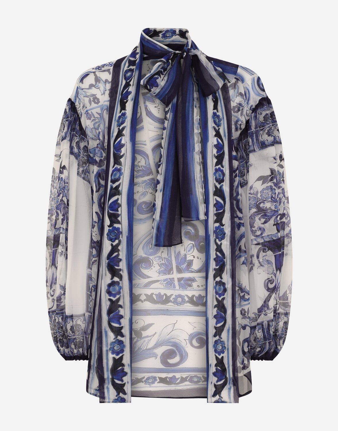 

Шифоновая рубашка с принтом майолика Dolce & Gabbana, мультиколор