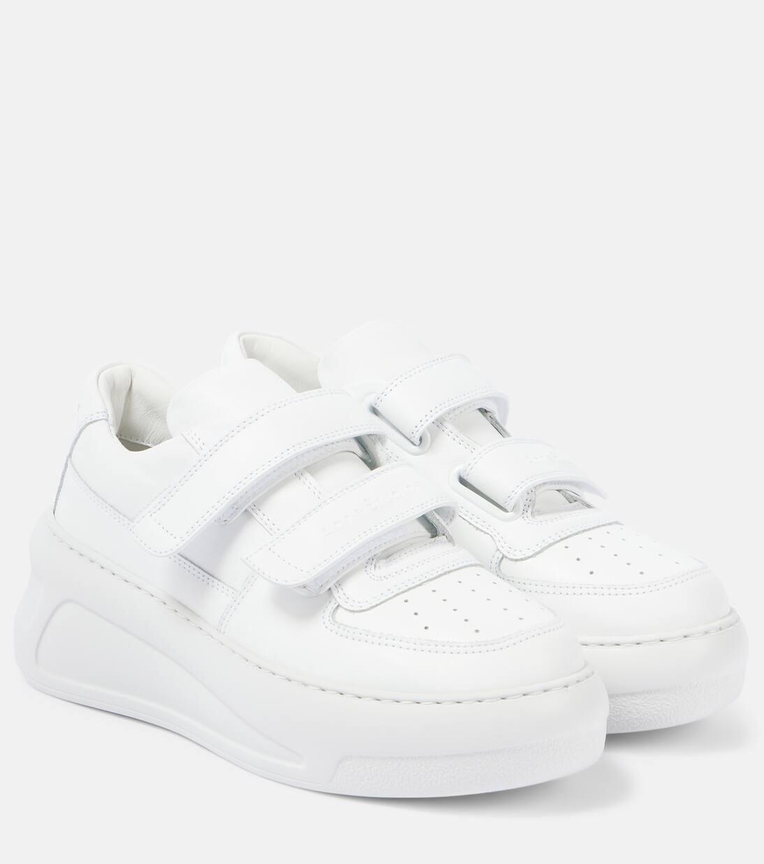 Кожаные кроссовки на платформе Acne Studios, цвет optic white/optic white