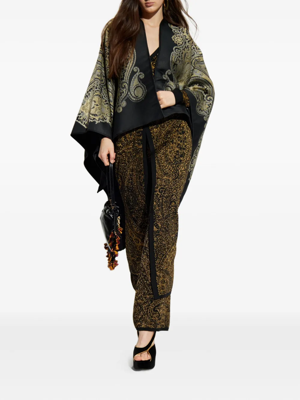 Шерстяная куртка с узором пейсли Etro, черный — фото 2