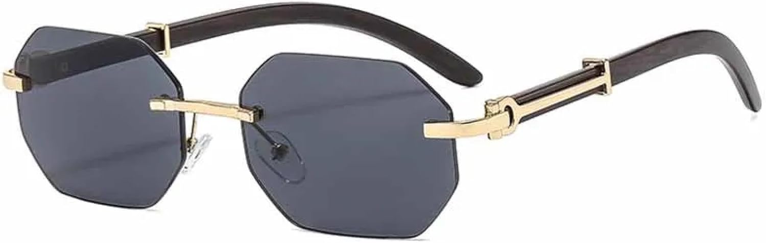 

Винтажные роскошные панк-солнцезащитные очки Polygon без оправы для мужчин и женщин, модные классические трендовые очки для путешествий и вождения, защита от УФ-излучения UV400 TKKTLLT, Black Gray