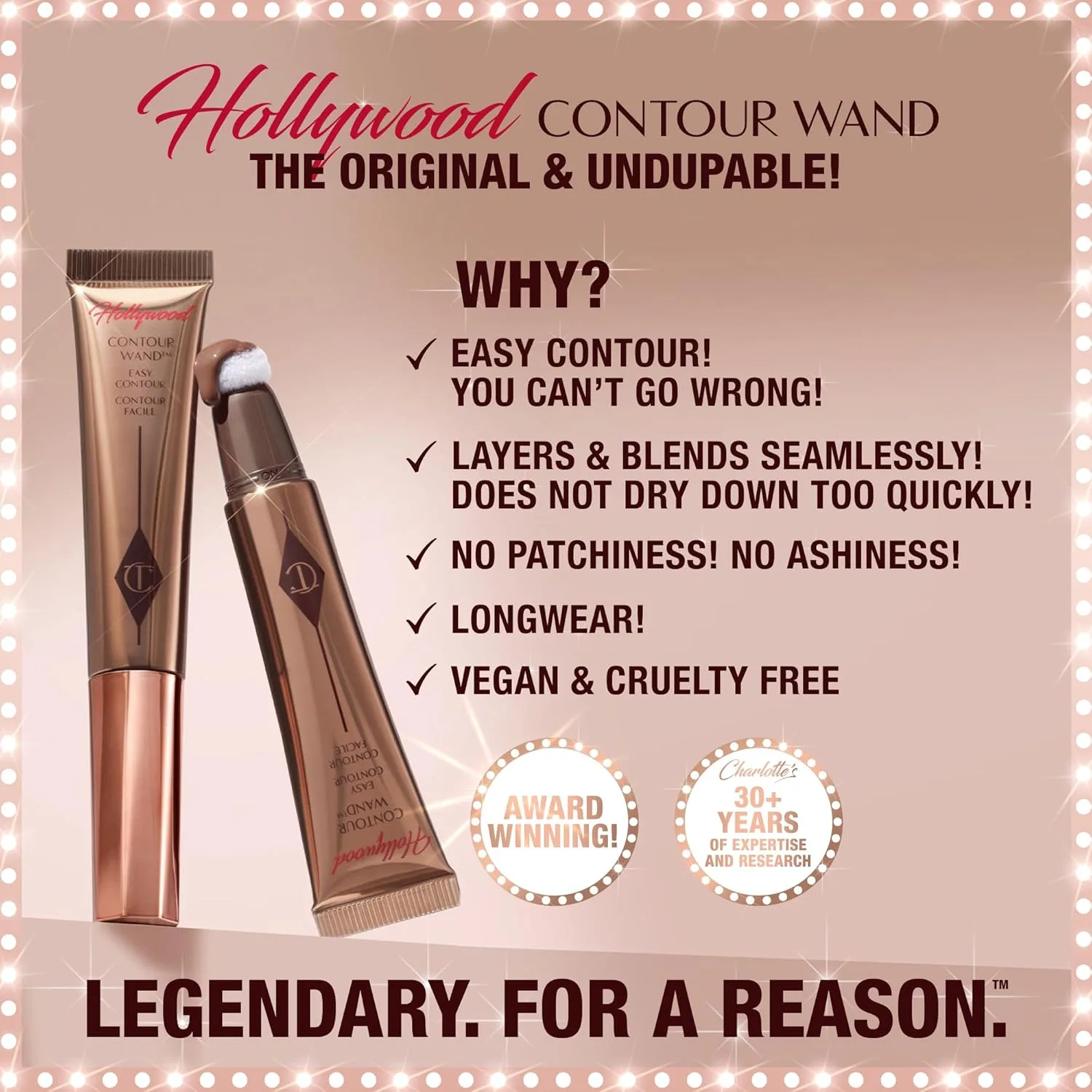 Charlotte Tilbury Hollywood Liquid Contour Wand - удобный в использовании контурный стик и жидкий бронзер для моделирования и придания формы - обеспечивает естественный, скульптурный вид., 04 Medium/Deep — фото 3