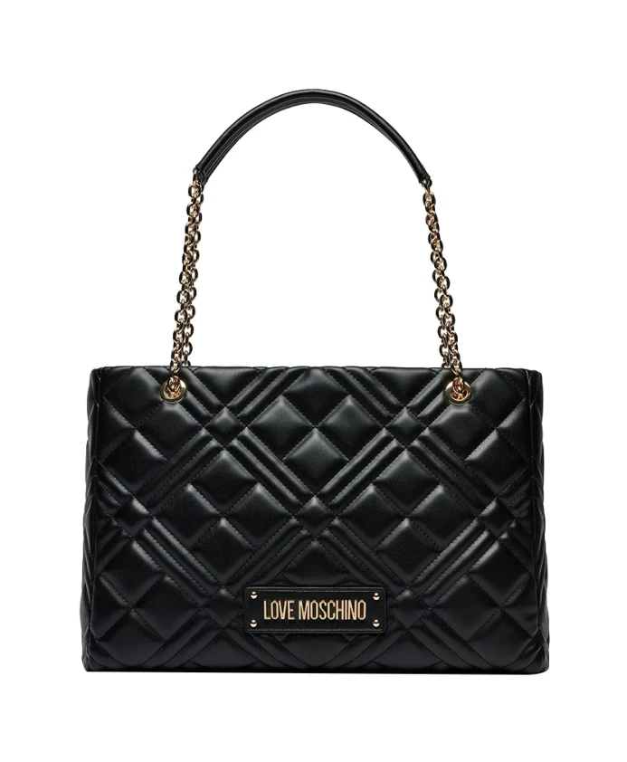 

Кожаная сумка шопер Moschino, черный