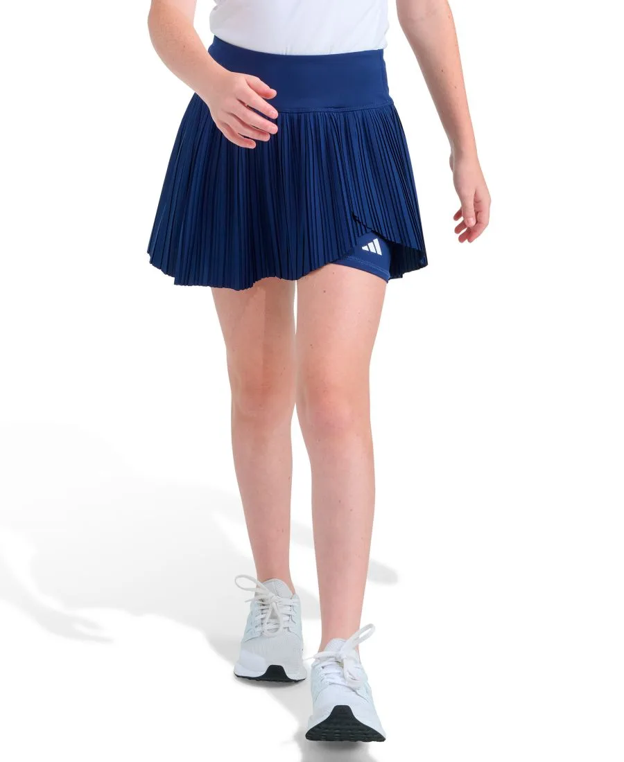 Шорты-юбка из плетеной ткани с плиссировкой для девочек 8-14 лет Adidas, темно-синий