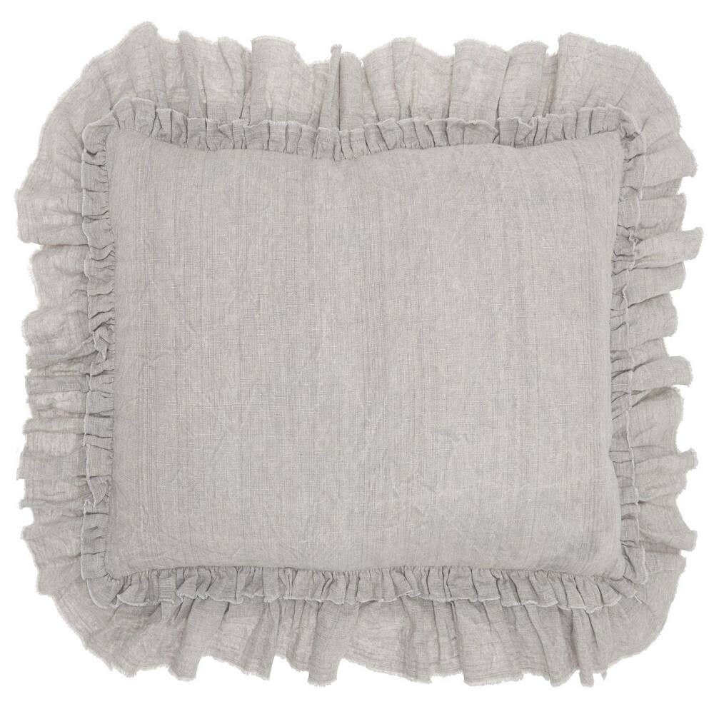 

Льняная декоративная подушка Mina Victory Life Styles с каймой и оборками — 16 x 24 дюйма RugMarketPlace, серый