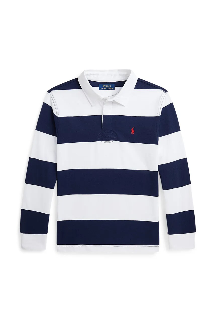 Детская хлопковая рубашка с длинными рукавами Polo Ralph Lauren, темно-синий — фото 3