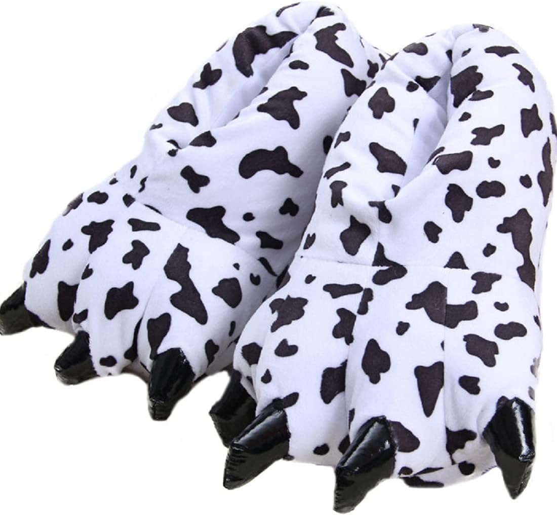 

HANDKEI Унисекс мягкие и забавные тапочки-лапы для взрослых и детей, домашняя одежда с мехом, тапочки в виде лап, Cows