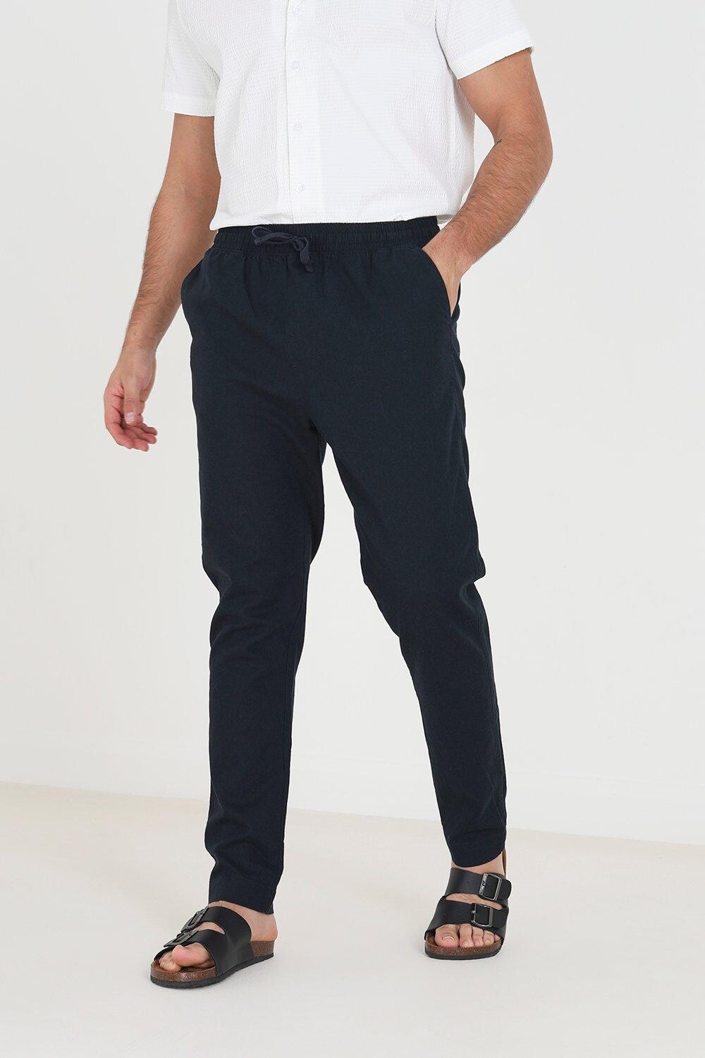 

Брюки свободного кроя из смесового льна пляжного кроя Brave Soul, синий