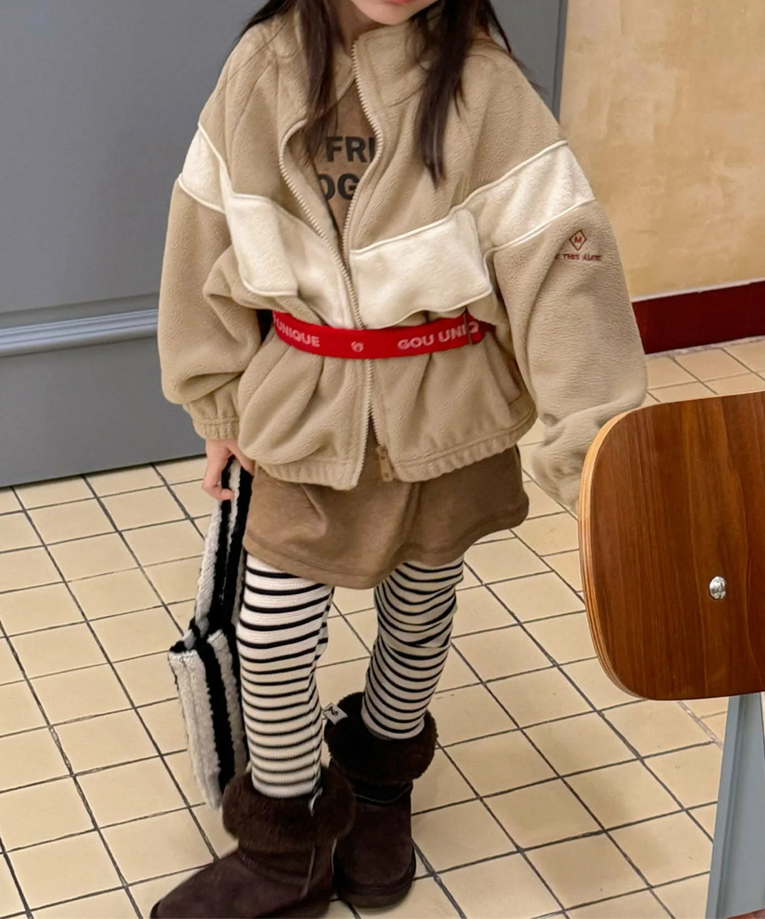 Детская куртка «Боа» на молнии Aimoha Kids, цвет Beige — фото 3