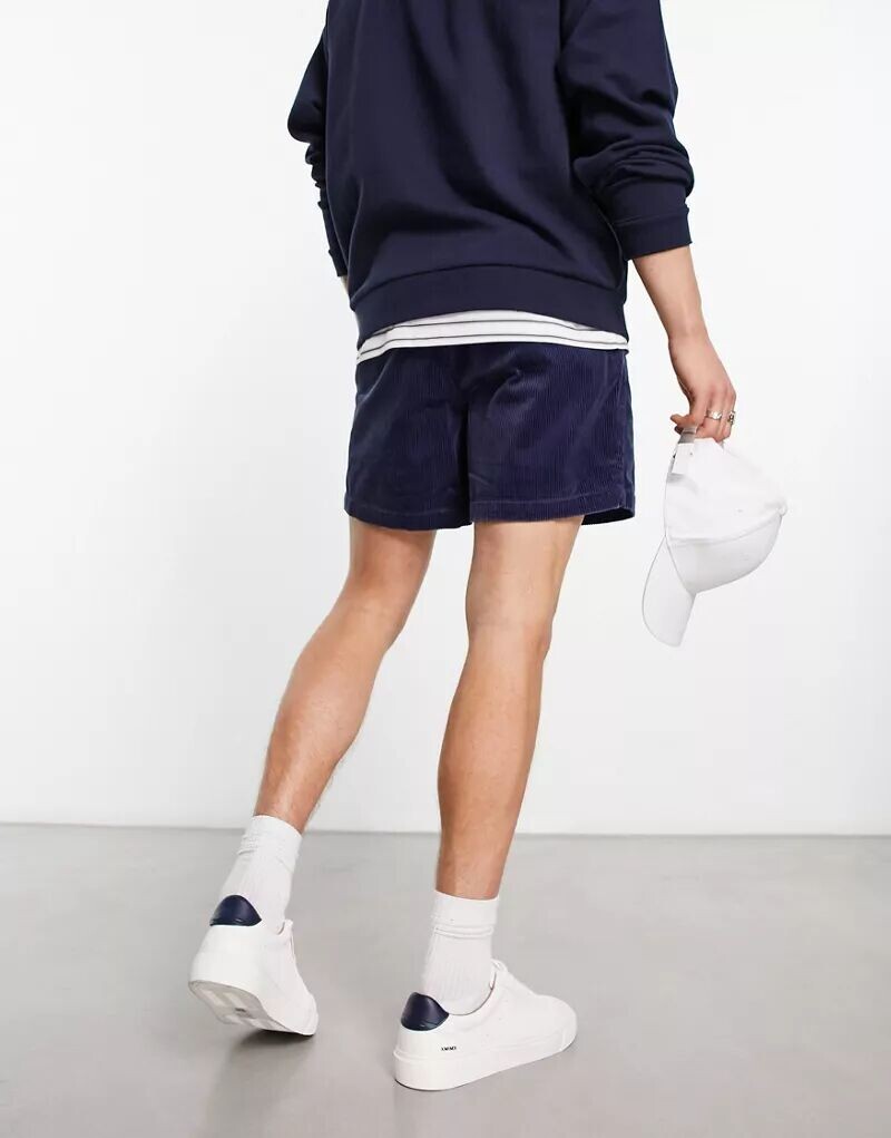 Темно-синие вельветовые шорты с фирменным логотипом Polo Ralph Lauren Prepsters — фото 2