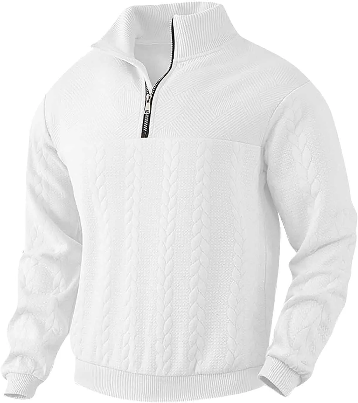 

Ymosrh мужской свитер с длинным рукавом, текстурированный вязаный, с четвертью молнии, размеры S-3XL