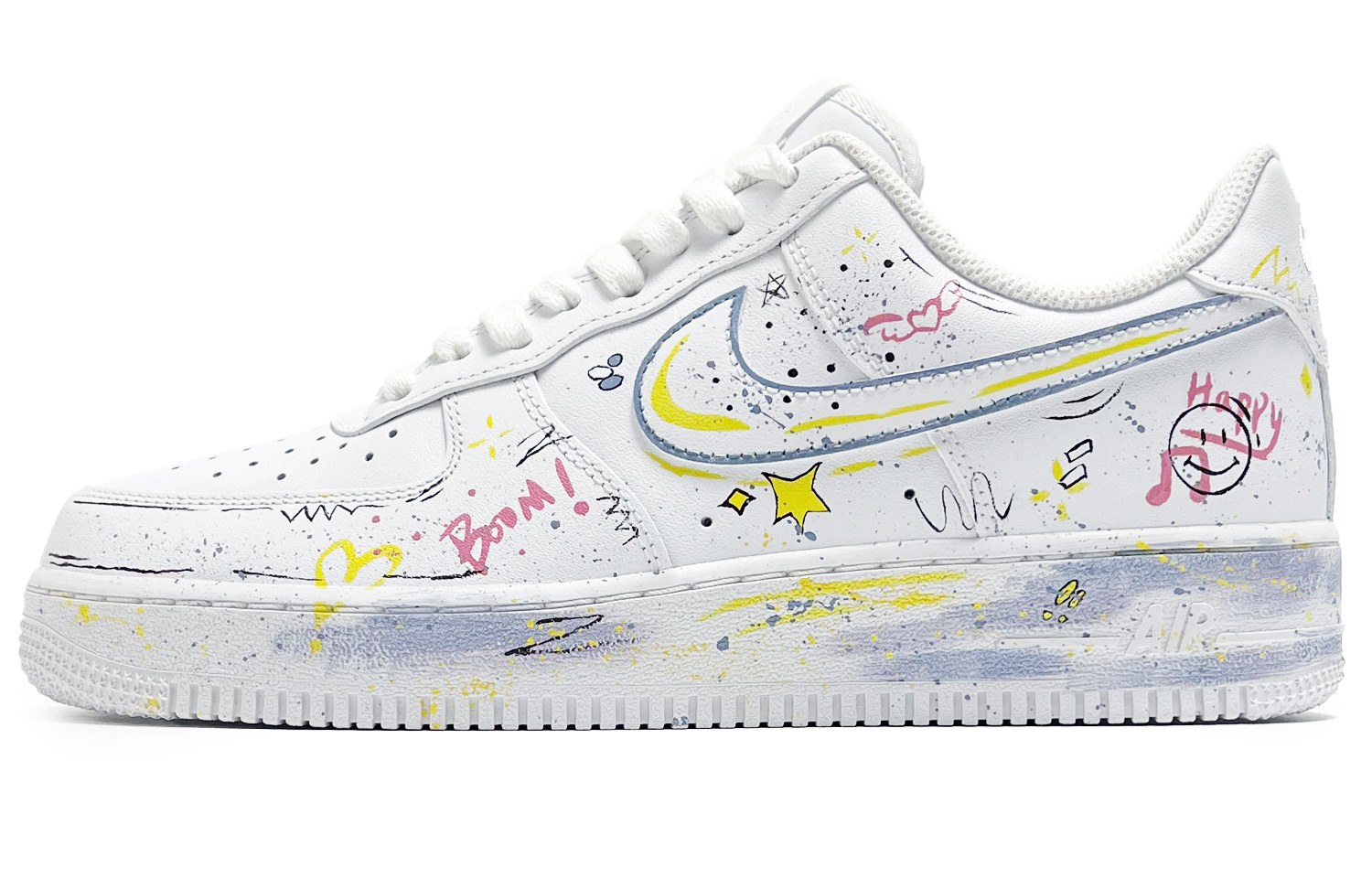 

Кроссовки Nike Air Force 1 Happy Universe устойчивые к истиранию мужские бело-желтые, цвет White Yellow