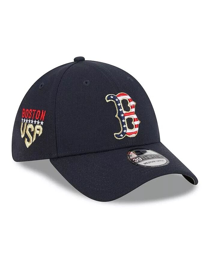 

Мужская темно-синяя шляпа Boston Red Sox 4 июля 39THIRTY Flex Fit, 2023 г New Era