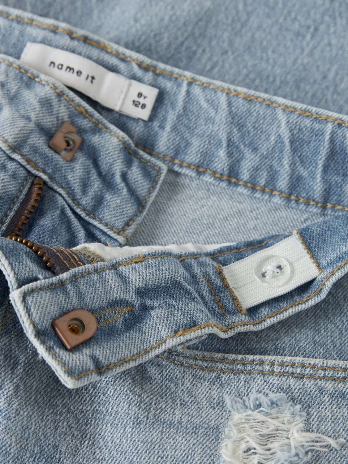 Шорты джинсовые с высокой талией, Name it, light blue bleached denim — фото 4