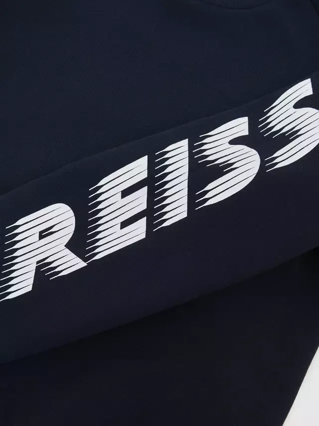 Детская хлопковая толстовка с логотипом, темно-синяя Reiss — фото 4
