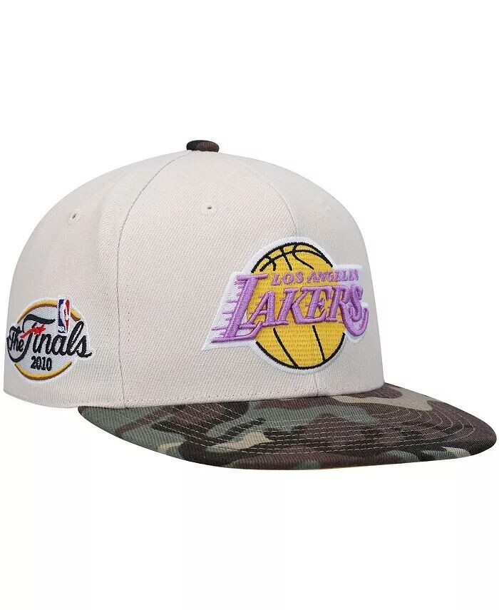 

Мужская кремовая бейсболка Los Angeles Lakers Hardwood Classics 2010 NBA Finals, белая камуфляжная облегающая шляпа Mitchell & Ness