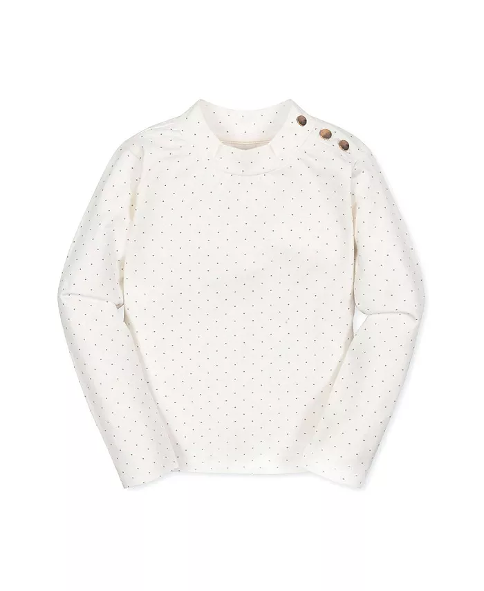 

Трикотажный топ с длинными рукавами и воротником-стойкой из органического материала для девочек Hope & Henry, белый