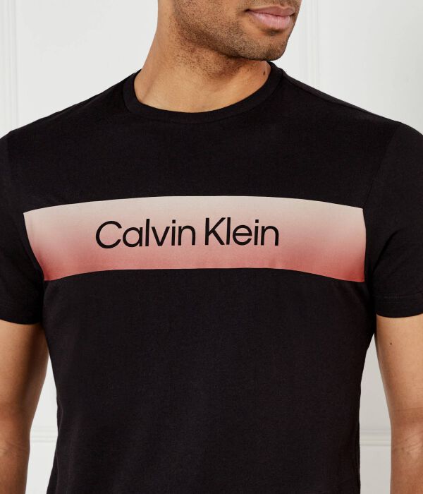 Футболка мужская Calvin Klein с полосой, черный — фото 4