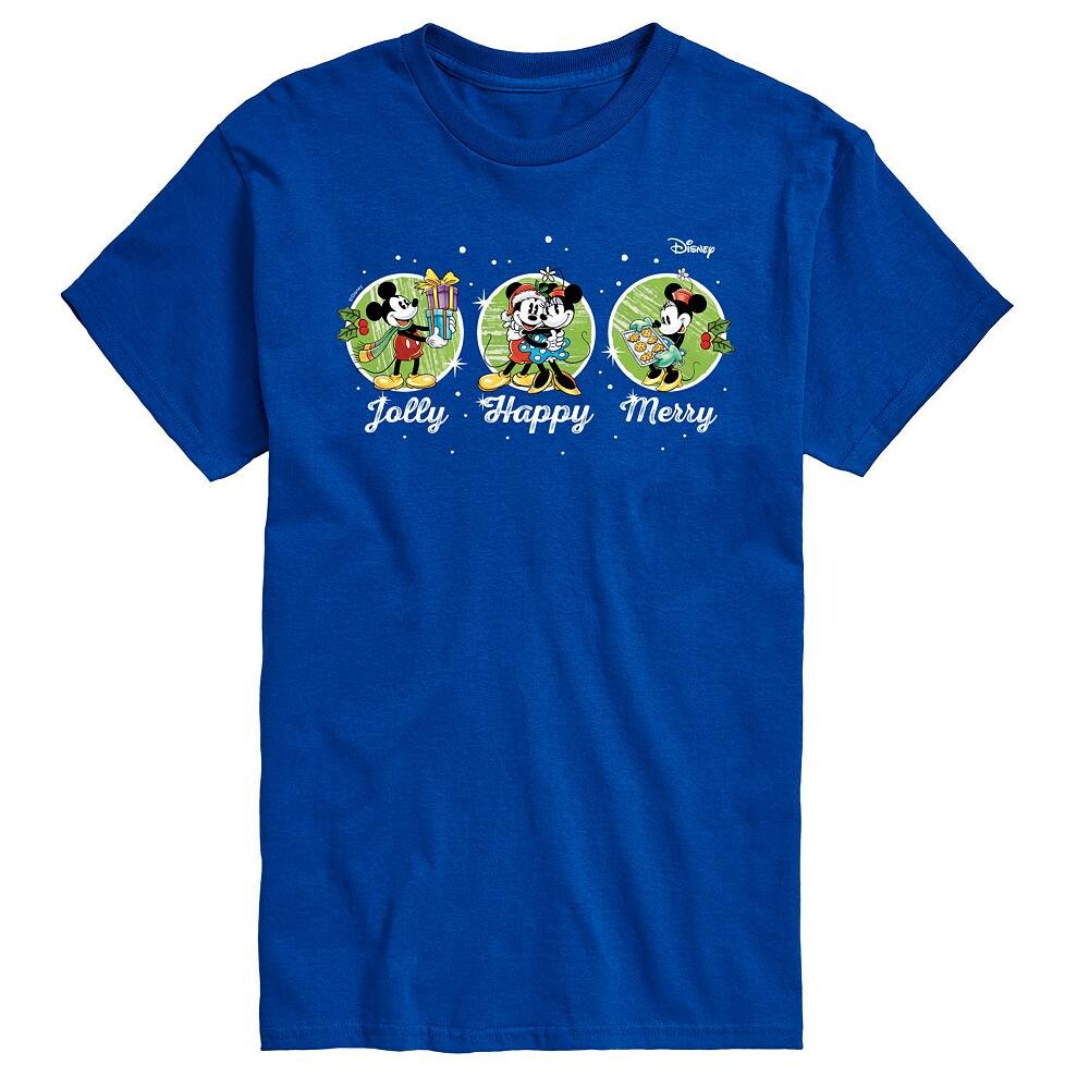 

Мужская футболка с рисунком Микки и Минни Маус Disney's Jolly Happy Merry, цвет Royal Blue