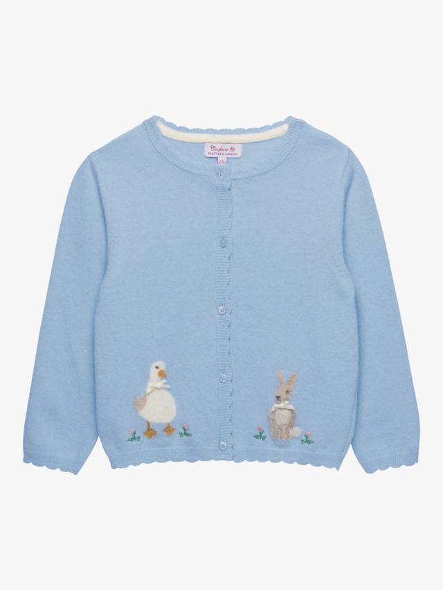 

Детский кардиган с уточками и зайчиками Trotters, Pale Blue