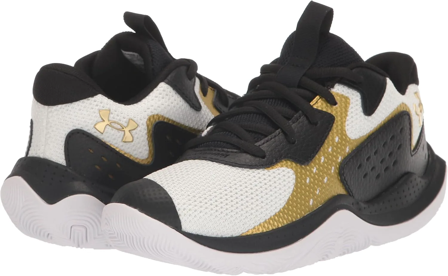 Баскетбольные кроссовки Under Armour для детей дошкольного возраста Jet '23, белый/черный/металлик золотой — фото 4