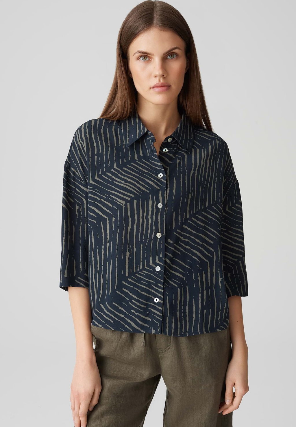 

Блузка на пуговицах BOXY FIT TWO TONE PRINT OPUS, синий