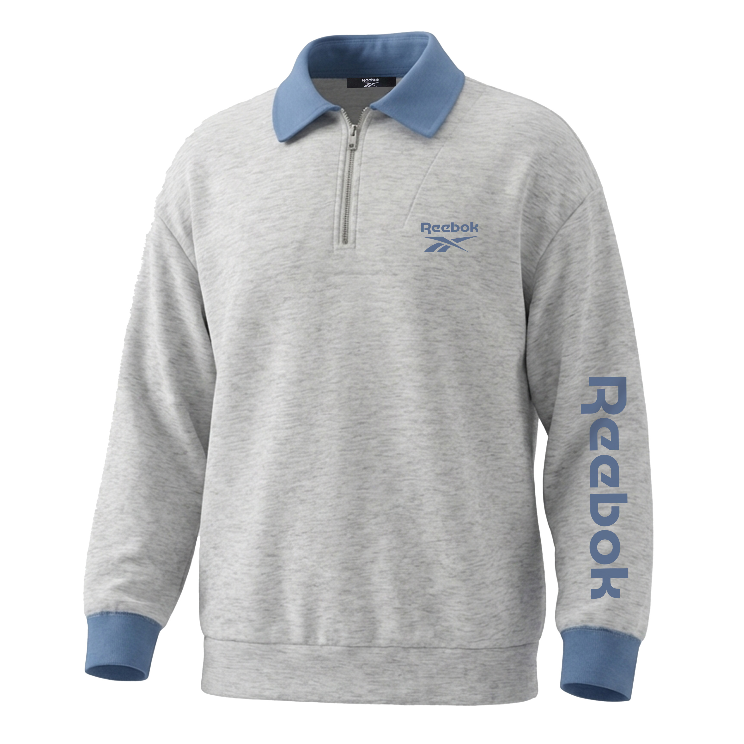 

Свитшот Unisex Lapel Moderate Regular Reebok, белый heather серый