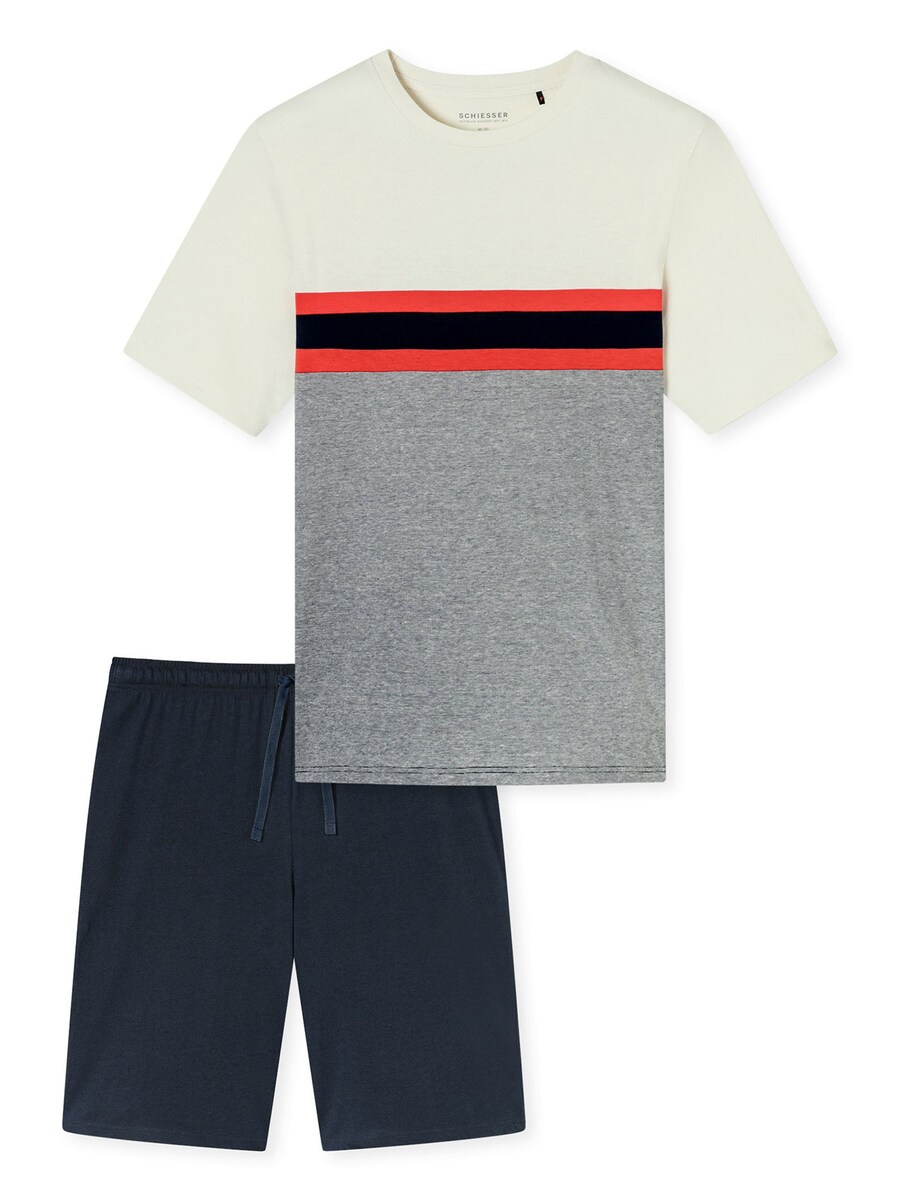 

Длинная пижама SCHIESSER Casual Nightwear, кремовый/темно-синий/серый/красный