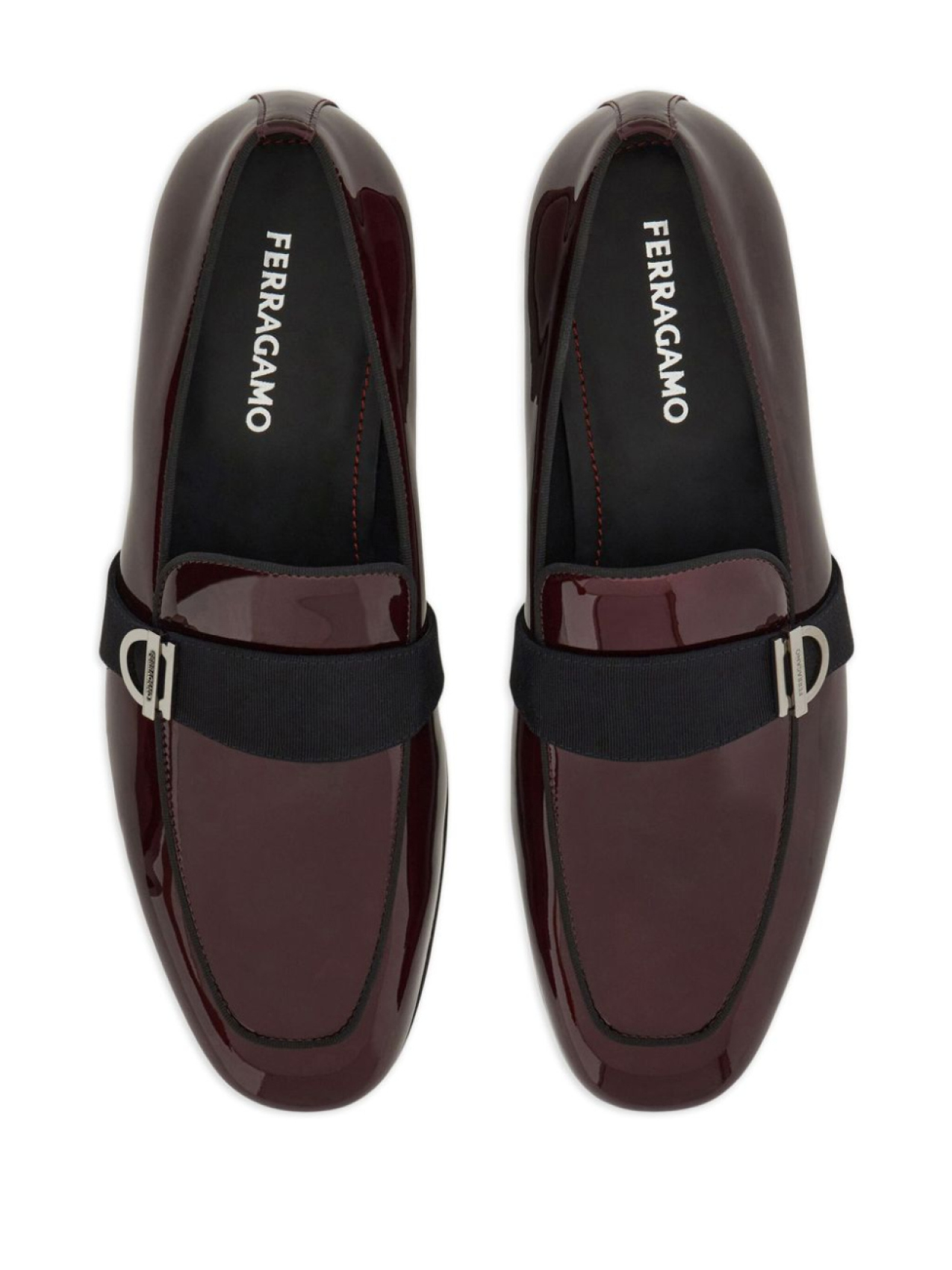 Ferragamo лакированные лоферы с пряжкой Gancini, красный — фото 3