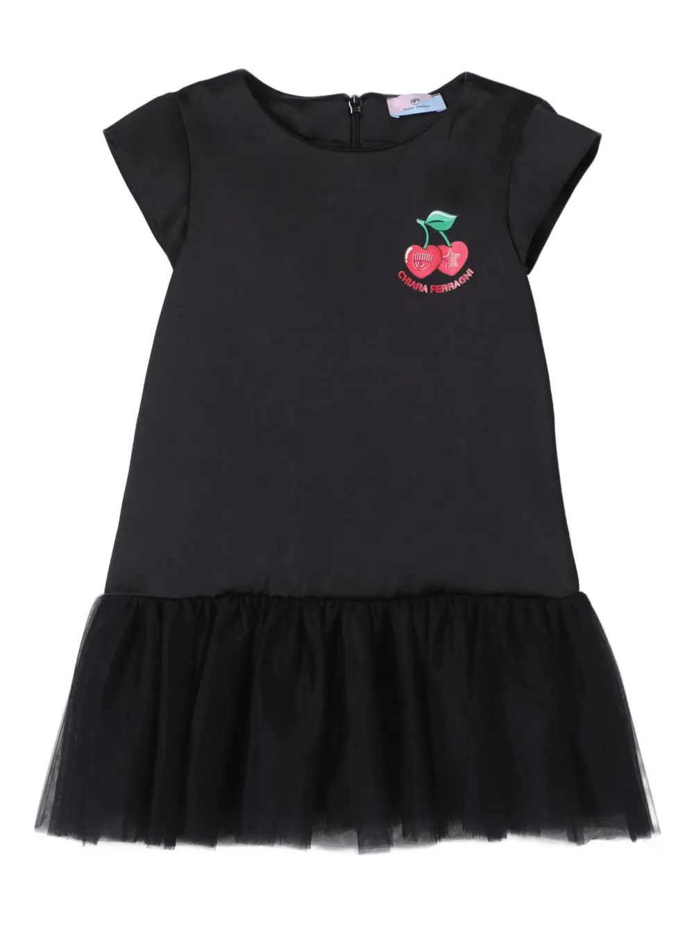 

Платье с вишневым принтом Chiara Ferragni Kids, черный