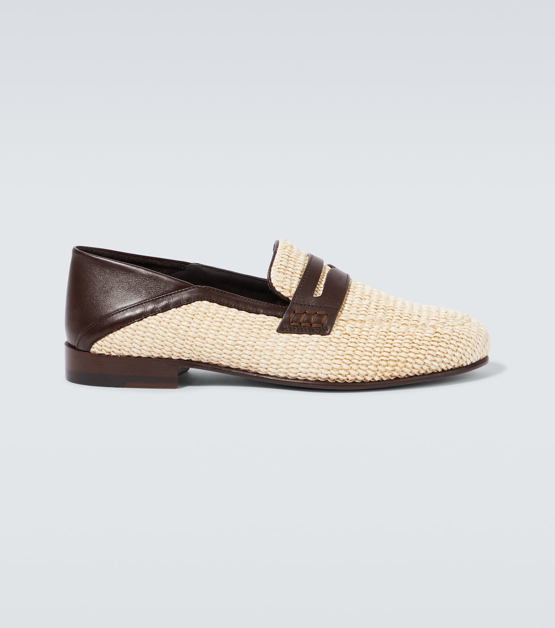 

Падстоу пенни-лоферы из рафии с кожаной отделкой Manolo Blahnik, 3704 Lkha