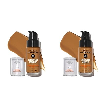 

Жидкая тональная основа ColorStay для комбинированной и жирной кожи SPF 15 Pecan 1,0 унции — упаковка из 2 шт. Revlon