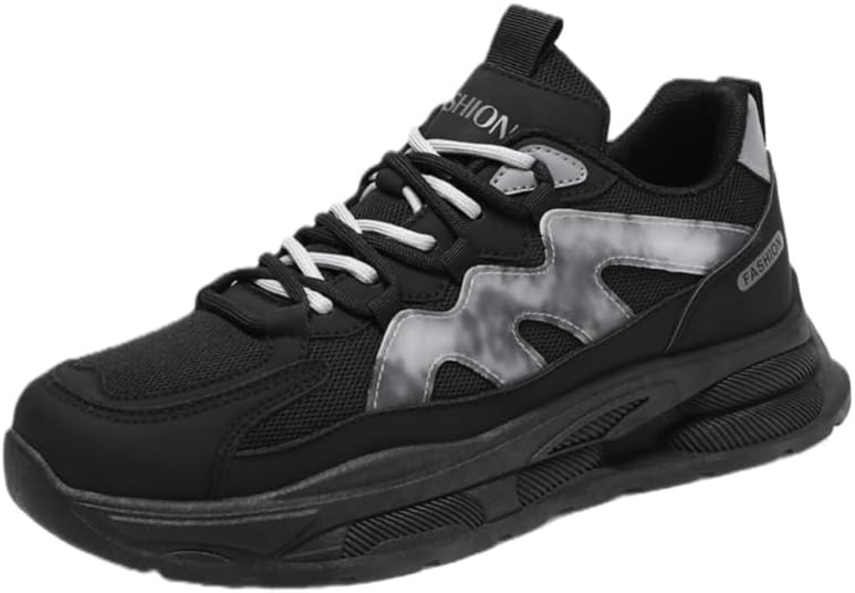 

Мужские модные спортивные кроссовки Fusecottc с толстой подошвой и шнуровкой, из сетчатого материала, удобные, для использования на улице, черный