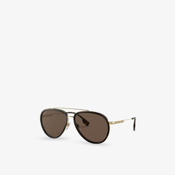 Солнцезащитные очки Burberry Oliver "авиаторы" металлические, золотой — фото 2