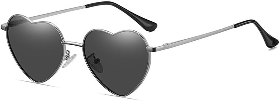 

Солнцезащитные очки в форме сердца с поляризацией, для женщин и мужчин, дизайнерские очки для вечеринок, для активного отдыха, защита от УФ-излучения UV400 HYYZZC, Black-silver