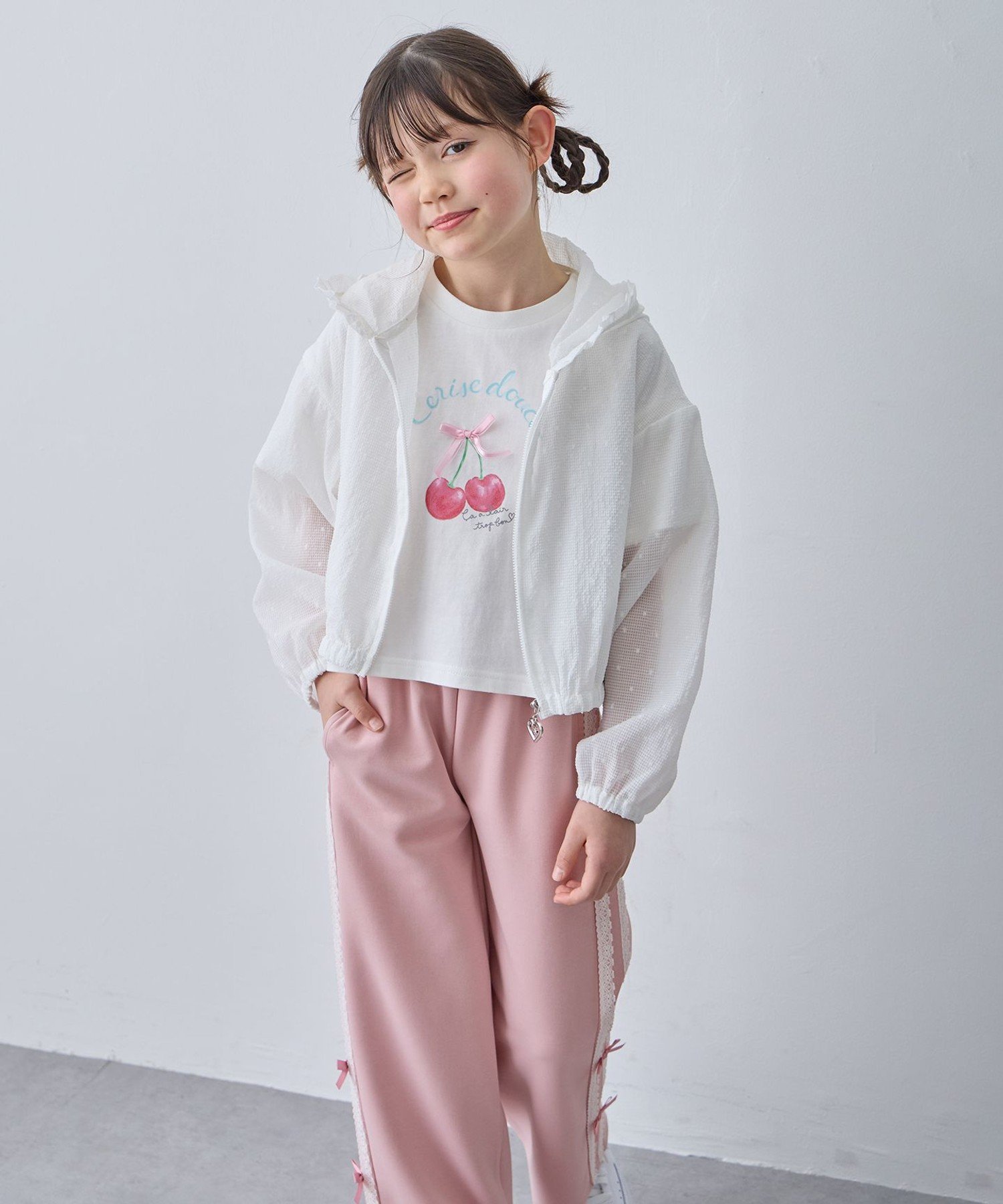 Прозрачная блузка из ткани Добби ANY KIDS, Off-white [001] — фото 3