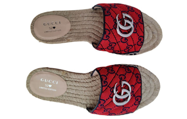Сандалии gg matelass canvas espadrille sandal 'red' Gucci, красный — фото 4