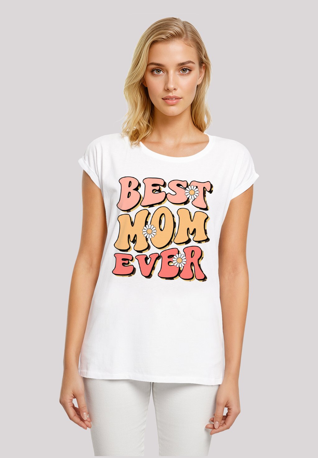 

Футболка с принтом MUTTERTAG BEST MOM EVER RETRO BLUMENMUSTER F4NT4STIC, белый
